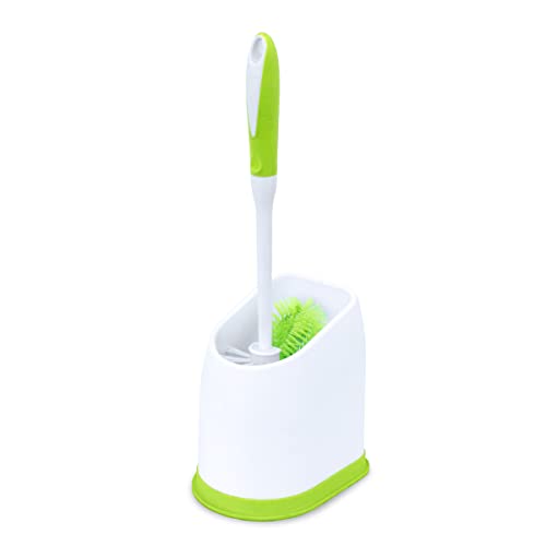 Pine-Sol Toilet Bowl Cleaner Brush with Holder | Heavy Duty Cleaning Wand with Under The Rim Scrubber, Non-Slip Handle, Storage Caddy | Bathroom Supplies, Yellow, Green (Pack of 6) - size: (Pack of 6)
