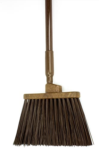 SPARTA 41083EC01 Plastic Color Coded Broom, Unflagged Bristles, Long Broom With Angled Head For Small Debris Cleaning, 56 Inches, Brown - color: Brown