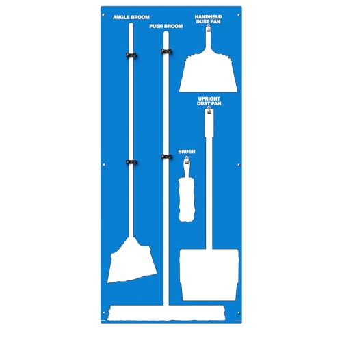 Clean & Sweep 5S Shadow Board/Wall Mount Broom Holder, 68" x 30" Board, 5S Cleaning Station - Board Only, Tools Sold Separately, Made in The USA by AccuformNMC, Blue/White, PSB114BUWT - color: Blue/White