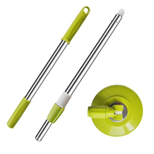 Spin Mop Replacement Mop Handle, 49-inch 360 Degrees Rotating Telescopic Replacement Mop Stick with Reinforced Plastic Disc for Spin Mop Bucket Cleaning System (Plastic Disc, Green) - color: Green, style: Plastic Disc