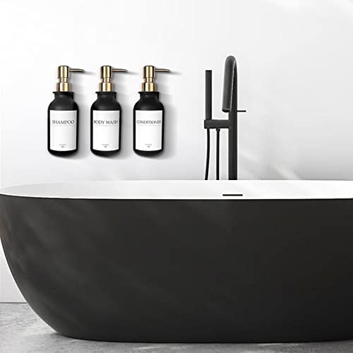 Shampoo Dispenser for Shower Wall, Shampoo and Conditioner Dispenser with 16 Waterproof Labels, No Drill Shower Soap Dispenser Bathroom, Shower Soap Dispenser Wall Mounted,17oz, 3 Pack, Gold Black - color: 1-black Bottle + Gold Pump