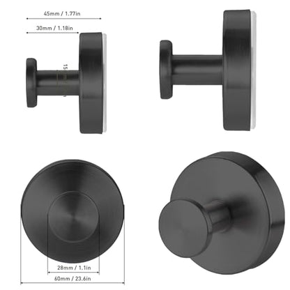 Suction Cup Hooks, Shower Hooks for Inside Shower, No-Drill Towel Hook Stainless Steel Waterproof Suction Hook for Wreaths, Loofah, Towel, Coat, Bath Robe (3, Black) - color: Black