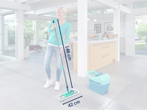 Leifheit Profi XL Micro Duo + Duster Static Floor Wiper (Turquoise, Wood, Marble, Tile)