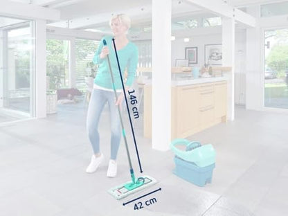 Leifheit Profi XL Micro Duo + Duster Static Floor Wiper (Turquoise, Wood, Marble, Tile)