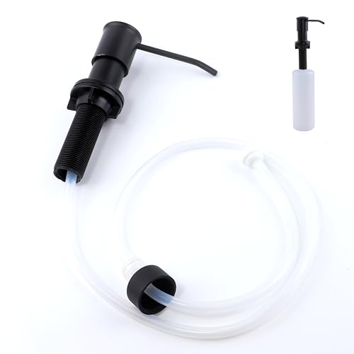 Sink Soap Dispenser Pump Black Built in Kitchen Counter Dish Soap Dispenser with 41" Extension Tube/17 Oz Bottle for Bathroom Under Sink Hand Soap Lotion Pump - color: Black
