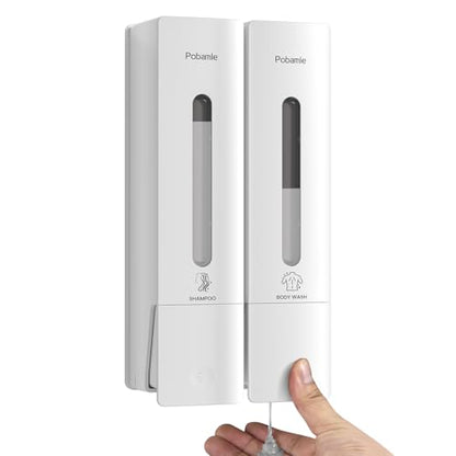 1984 Shampoo and Conditioner Dispenser Wall Mount Shower Dispenser 2 Chamber No Drill Bathroom Set Shampoo Dispenser for Shower Wall Home Hotel 400ml x 2 White - color: White 2 Chamber