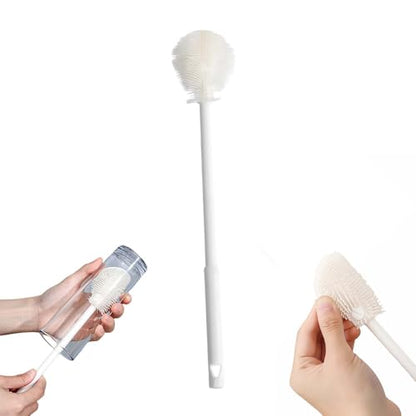 360° Flexible Silicone Bottle Brush with Long Handle,2026 New Multifunction Cleaning Foldable Cleaning Tool, Soft Bristle Silicone Cup Brush for Narrow Neck Bottles,Water Bottles (White/1pcs) - color: White/1pcs