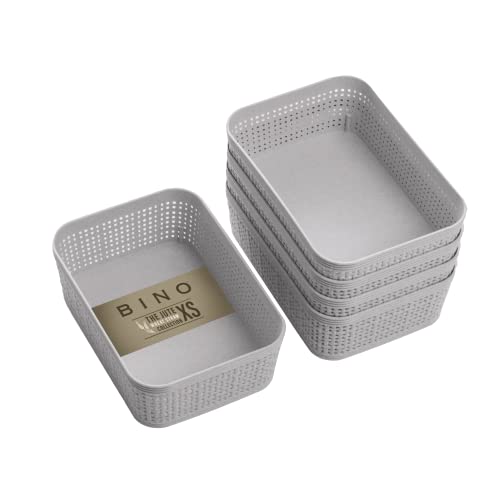 BINO | Woven Plastic Basket | XS (Natural Grey), 5-Pack | THE JUTE COLLECTION | Home Organization, Space - Saving Storage, Stylish Design | Jute Basket | Plastic Storage Basket - color: Natural Grey, size: 5PK- XS