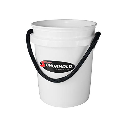 Shurhold World’s Best Rope Handle Bucket - Tough Molded Plastic with Leak-Free Design, Even Weight Distribution & Built for Heavy-Duty Use - 5g - White - color: White, size: 5 Gallon