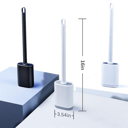 Dual-Sided RV Silicone Toilet Brush with TPR Bristles & Detachable ABS Handle Set, Wall Mountable Toilet Bowl Brush,Flexible Cleaners Brushes for 360°Deep Cleaning Bathroom/Camper (Black) - color: Black