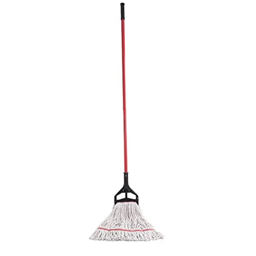 Matthew Cleaning Commercial Quick-Change Iron Mop Handle for Floor Cleaning Heavy Duty Mop Head Replacement Holder 60inch w/Plastic Gripper for Rags Side Gate Wet Mop Handles 6 Packs - color: Black Side-Gate Clamp