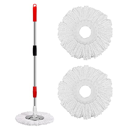 Mop and Bucket with Wringer Set 360° 3psc Microfiber Spin Mop with Bucket and Dual Mop Heads Self Wringing Spinning Mop for Office and Home Use (20QT)