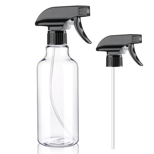 Spray Bottles Plastic Spray Bottle for Hair Mist/Stream Heavy Duty Empty Spray Bottles for Cleaning Solutions, Plants, Cooking (16.9oz-Blackclear+nozzle) - color: 16.9oz-Blackclear+nozzle