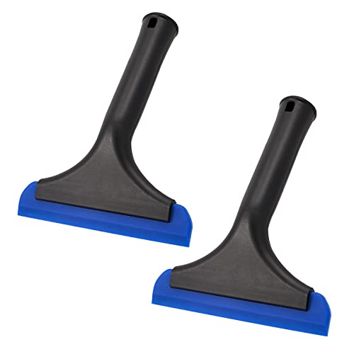 Gomake Small Silicone Squeegee Window Shower Squeegee Tool,Auto Water Blade for Car Windshield, Window, Mirror, Glass Door,Bathroom - color: Black+ Blue