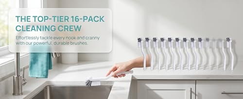 15 Pack Gap Cleaning Brush with Long Handle - Multi-Purpose Corner Scrubber for Bathroom Tile Grout, Kitchen Sink & Window Track, Non-Slip Grout Brush -Grey & White - size: 15Pack