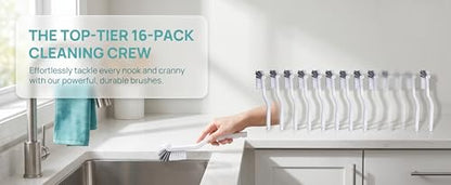15 Pack Gap Cleaning Brush with Long Handle - Multi-Purpose Corner Scrubber for Bathroom Tile Grout, Kitchen Sink & Window Track, Non-Slip Grout Brush -Grey & White - size: 15Pack