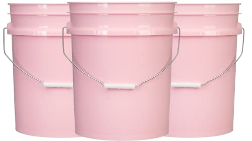 House Naturals 5 Gallon Pink Food Grade Plastic Storage Bucket (Pack of 3) Made in USA (Pink Buckets Without Lids) - color: Pink Buckets Without Lids