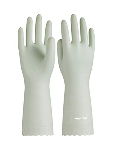 LANON wahoo Skin-Friendly Cleaning Gloves, Dishwashing Kitchen Gloves with Cotton Flocked Liner, Reusable, Non-Slip, Canary Green, Small - color: Canary Green, size: Small (Pack of 1)