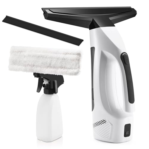 Window Vacuum Squeegee Cordless, Handheld Window Vac with Multi-Purpose Spray Bottle & Microfiber Cloth, Electric Cleaning Tool for Windows, Mirror, Countertop