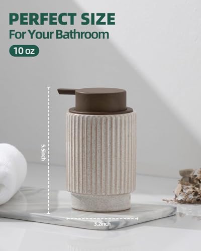Ceramic Soap Dispenser, Wood-Grain Plastic Soap Dispenser, 10 oz Refillable Bottle for Liquid Soap - Kitchen, Sink, Bathroom（Liquid） - color: Liquid Wooden Color Pump