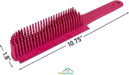 FURemover Pet Hair Removal Rubber Broom, 58" Telescopic Handle with Lint Brush - color: Yellow