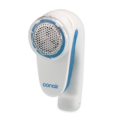 Conair Fabric Shaver and Lint Remover, Battery-Operated Portable Clothes Shaver with 3 Settings, Fuzz Remover for Sweaters, Clothing and Furniture, Large 2-Inch Shaving Head, White | Safely Removes Fuzz and Pilling with 3 Depth Settings for Sweaters and U