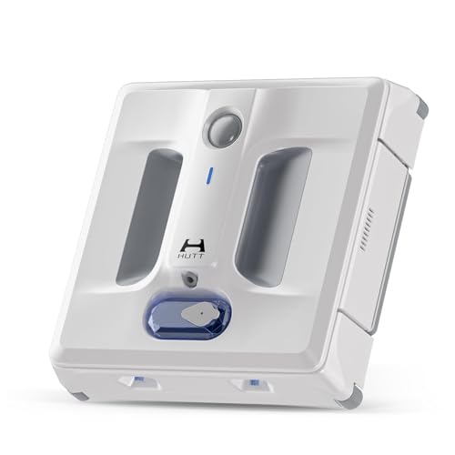 HUTT A1 Auto Window Cleaning Robot, Upgraded 4 Water Spray & 6000PA High Suction Power Window Cleaner with Laser Sensor Detection, Perfect for High-Rise Windows, Tiles and Glass - color: White