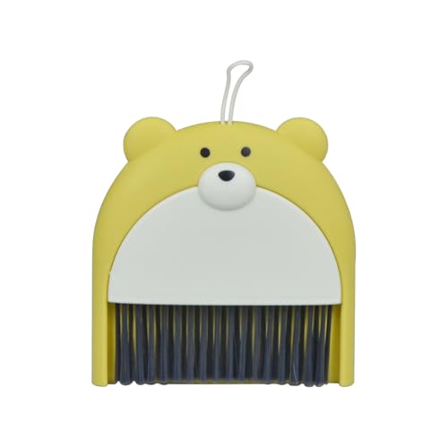Mini Broom and Dustpan Set 6.2x6.3 Inches Compact Hand Broom for Desktop Table Countertop Car Office Kitchen Small Space Cleaning(Yellow) - color: Yellow