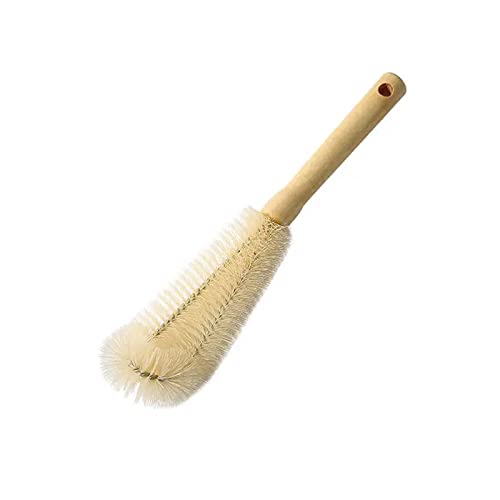 Bottle Brush Cleaner Long Wooden Handle Water Bottle Cleaning Brush Natural Bristle Kitchen Scrub Bottle Brush for Narrow Neck Beer Bottle, Baby Bottle, Sports Bottle(Short,11.8inch)
