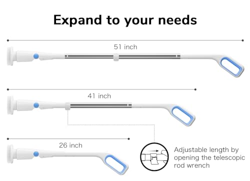 CAKILA Electric Spin Scrubber,Cordless Shower Cleaning Brush with 7 Replaceable Heads,Detachable Long Handle for Bathroom, Floor, Tile, Kitchen,Ideal Gift for Elders