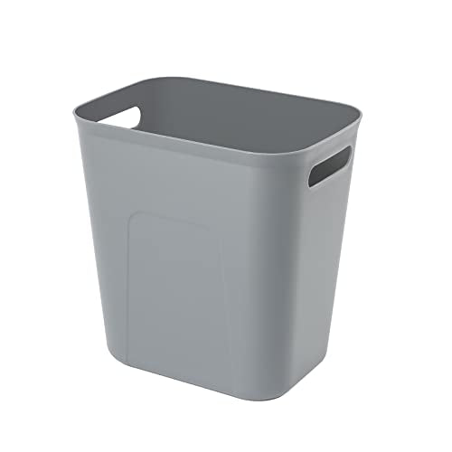 UUJOLY Plastic Small Trash Can Wastebasket, Garbage Container Basket for Bathrooms, Laundry Room, Kitchens, Offices, Kids Rooms, Dorms, 3.5 Gallon, 3.5 Gallon, Grey - color: Grey, size: 3.5 Gallon
