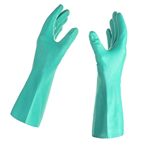 Tusko Products Best Nitrile Rubber Cleaning, Household, Dishwashing Gloves, Latex Free, Vinyl Free, Reusable not Disposable, Large L (1 Pair) - size: Large (1 Pair)