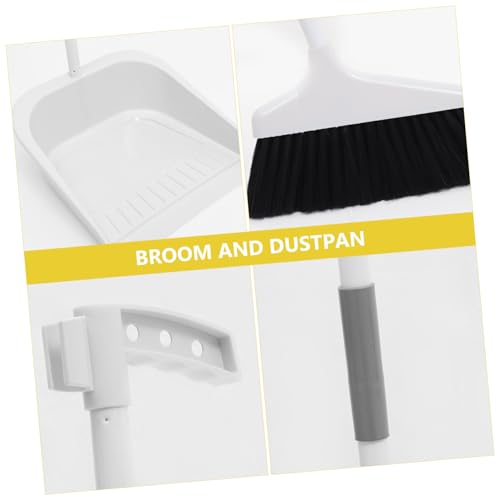 1Set Soft Bristle Broom Set with Long Handle Dustpan Cleaning Tool for Home Garage and Outdoor Use Versatile Floor Cleaning Supplies Grey