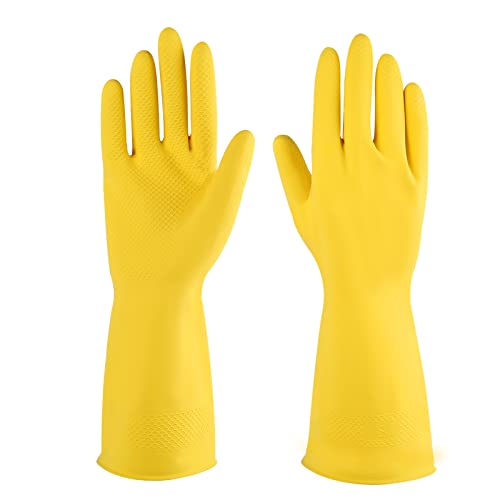 Rubber cleaning gloves 3 or 6 Pairs for Household,Reuseable dishwashing gloves for Kitchen. - color: Yellow, size: Large (Pack of 3)