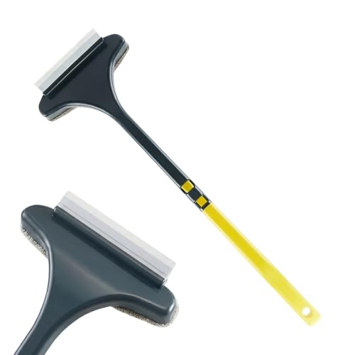 2 in 1 Window Screen Glass Cleaning Tool, 2026 New Window Squeegee with Brush Portable Wet Dry Cleaning Brush, Multi Purpose Cleaning Brush for Patio Door Porch Screens (Yellow) - color: Yellow