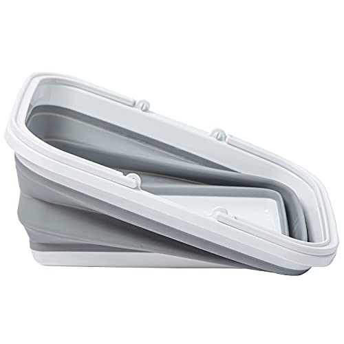 Collapsible Sink with Handle Towel, 2.37 Gal / 9L Foldable Wash Basin for Washing Dishes, Camping, Hiking and Home - color: 2pcs-gray&yellow
