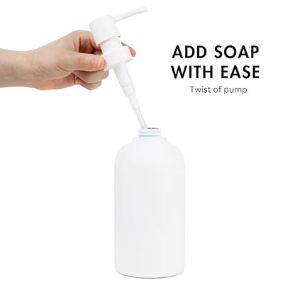 Matte White Round Soap Dispenser for Kitchen & Bathroom – 15 oz Refillable Resin Pump Bottle for Dish Soap, Hand Soap, Shampoo, Conditioner – Modern Countertop Dispenser with Non-Slip Protective Pads - color: White, style: Round Soap Dispenser