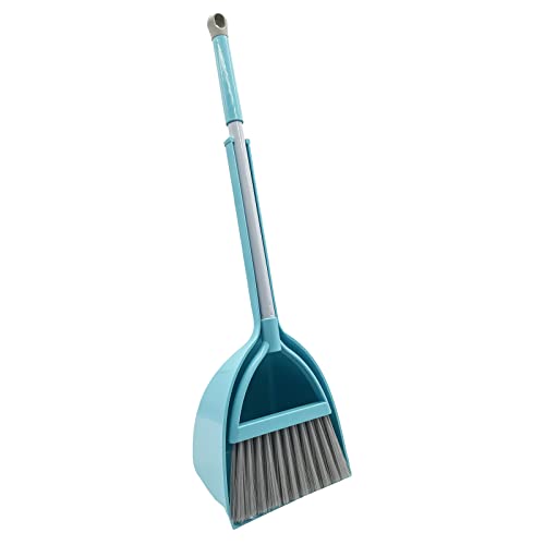 Kids Broom and Dustpan Set-Mini Dustpan and Broom for Children Housekeeping Pretend Play Cleaning Tools Set (Blue) - color: Blue