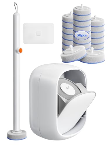 Disposable Toilet Cleaning System - Toilet Wand Kit with 36 High-Performance Refills, Wall Mounted Brush and Holder for Deep Cleaning Bathroom (Brush + 36 Refills) - size: Toilet Brush + 36 Refills