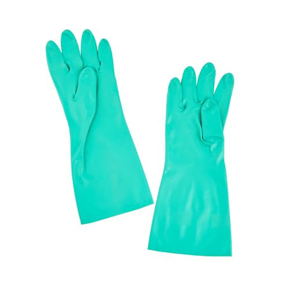 Restaurantware Nitrile Gloves 10 Count 15 mil Chemical Resistant Gloves Abrasion-Resistant Kitchen Cleaning Latex-Free Green - color: Green, size: 10/Small