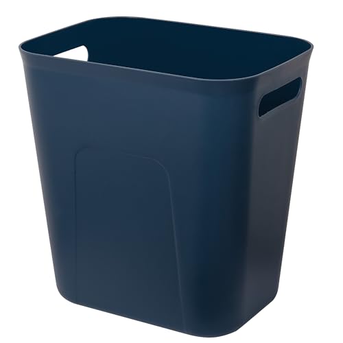 UUJOLY Plastic Small Trash Can Wastebasket, Garbage Container Basket for Bathrooms, Laundry Room, Kitchens, Offices, Kids Rooms, Dorms, 3.5 Gallon, Navy Blue - color: Navy Blue, size: 3.5 Gallon