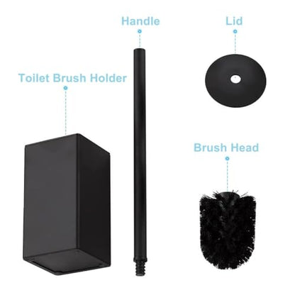 Toilet Brush and Holder Set Freestanding KWQKEM Modern Toilet Bowl Cleaners Brush and Holder with Lid 304 Stainless Steel (Brushed Gold) - color: Gold, size: Freestanding