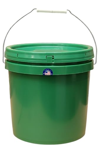 2 Gallon Bucket with Lid & Handle Food Safe BPA Free PolyEthylene Plastic HDPE Leak Proof Seal Heavy Duty Storage Container Pail 75mil Metal Handle Premium Quality Buckets FDA Compliance (Green) - color: Green