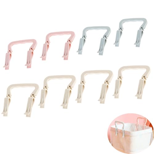 8 Pack Small Trash Can Clips with Handle Non-Slip Trash Bags Clamp Holder Fastener for Bathroom Trash Can Wastebasket Garbage Can Toilet Vanity Waste Basket Office Bedroom Trash Bin