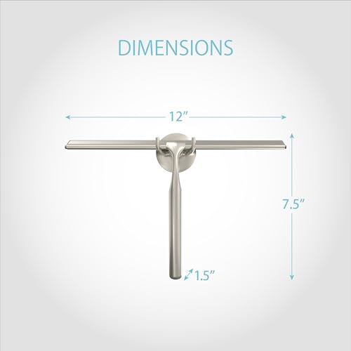 Better Living Deluxe XL Shower Squeegee, Multi-Purpose Silicone Squeegee Blade with Storage Hook, Rust-Proof Heavy Duty Window, Glass, Shower Scrubber, Windshield Wiper, 12", Brushed Nickel - color: Brushed Nickel, size: 12 Inch
