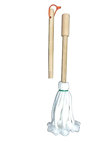 JustForKids Wooden Detachable Kids Cleaning Set - Duster, Brush, Mop, Broom and Hanging Stand Play - Housekeeping Kit - STEM Toys for Toddlers Girls & Boys, Total 6 Pieces,Multi Color,10071