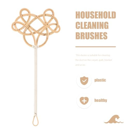 Long Handle Rattan Quilt Dust Beater Set of 2 Braided Carpet and Blanket Cleaning Tools for Home Dust Removal and Rug Fluffing