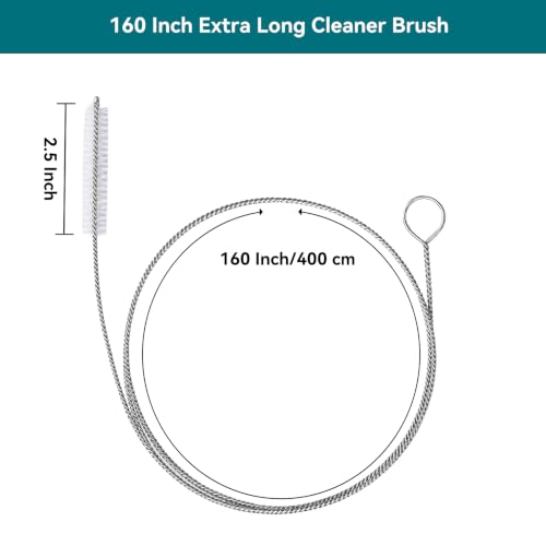 2 Pack Flexible Drain Cleaning Kit-160 Inch Flexible Stainless Steel Drain Brush and 80 Inch Spring Drain Auger - size: 160 IN