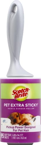 Scotch-Brite Pet Hair Pickup Extra Sticky Lint Roller, Designed for Removing Fur + Fluff on Couches, Clothes, Dog and Cat Beds, & More, 95 Easy-Tear Adhesive Sheets, (Pack of 4) - size: 1 Roller, 95 Sheets (Pack of 4)