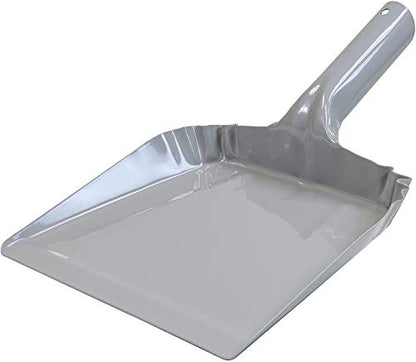 Metal Dust Pan and Brush Set Soft Bristle Wooden Broom Heavy Duty for Fireplace, Garage, Workshop - style: Steel Dustpan